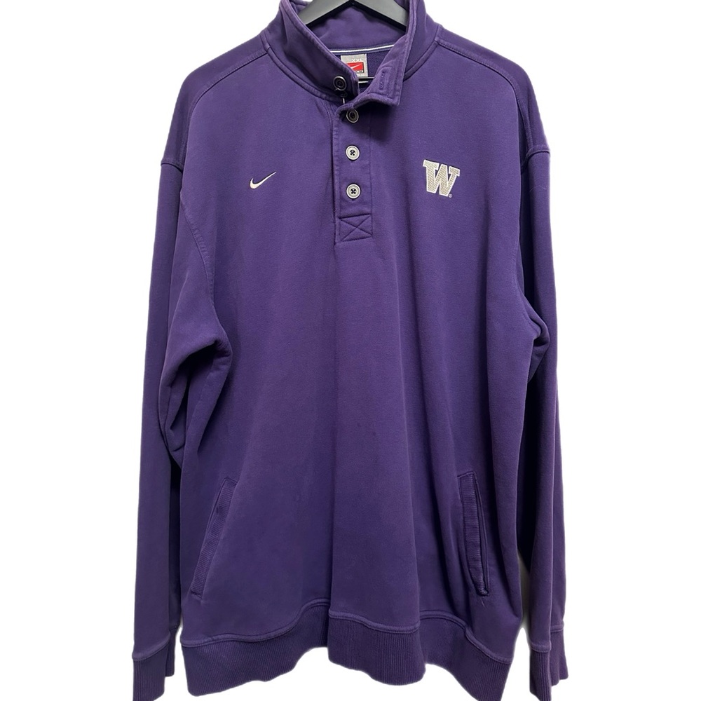 Men’s XXL Vintage Nike University Of Washington 1/4 Button Up Long Sleeve Shirt